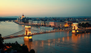 Budapest skyline at dusk